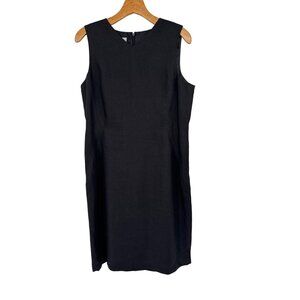 Talbots Petites Black Irish Linen Dress Size 12 p sleeveless